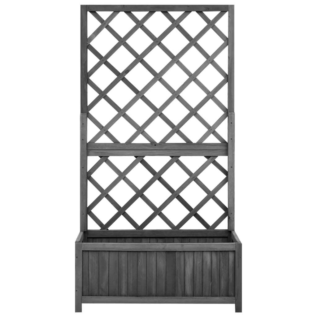 Garden Trellis Planter Black 27.6"x11.8"x53.1" Solid Firwood