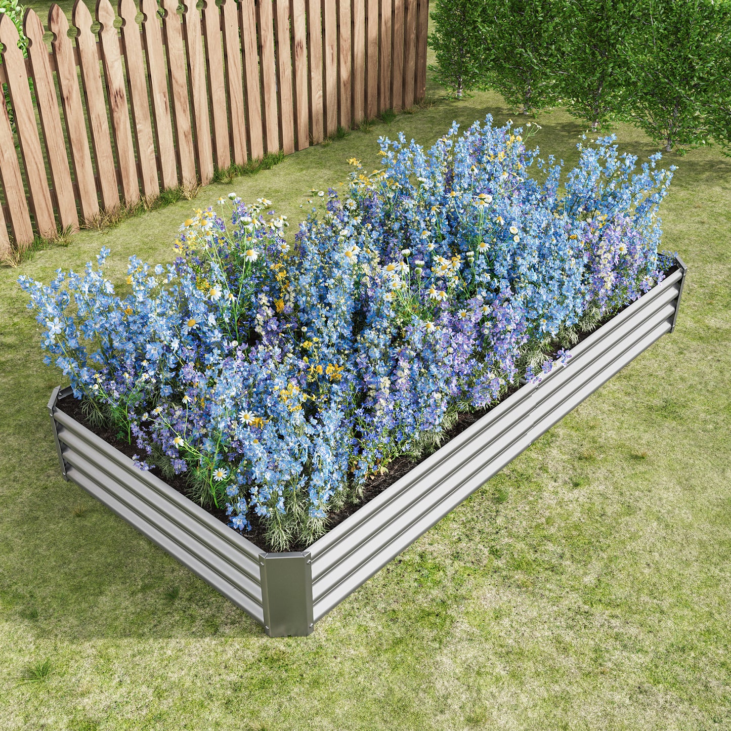 Raised Garden Bed Kit - Metal Raised Bed Garden 7.6x3.7x0.98ft for Flower Planters, Vegetables Herb Silver