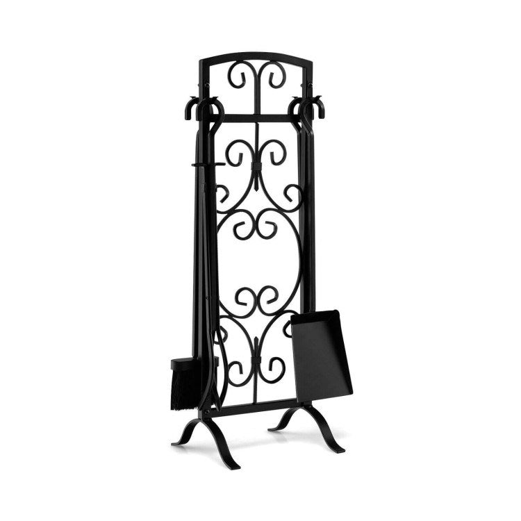 Wrought Iron Fireplace Tools with Decor Holder