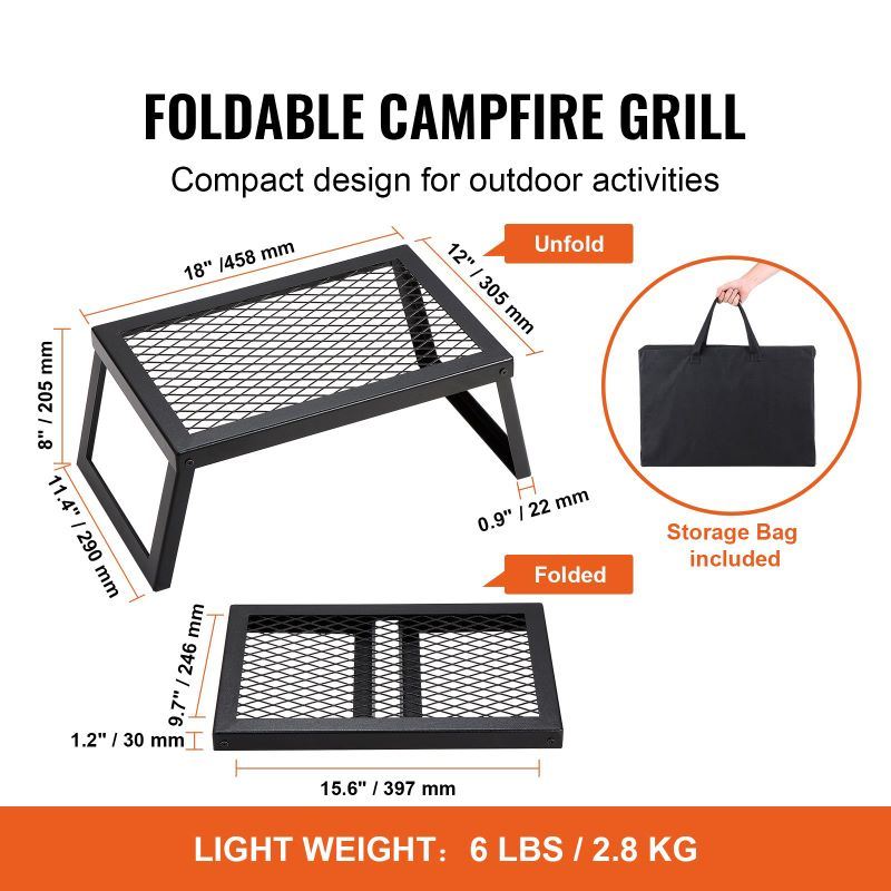 Folding Campfire Grilling Rack for Outdoor Open Flame Cooking