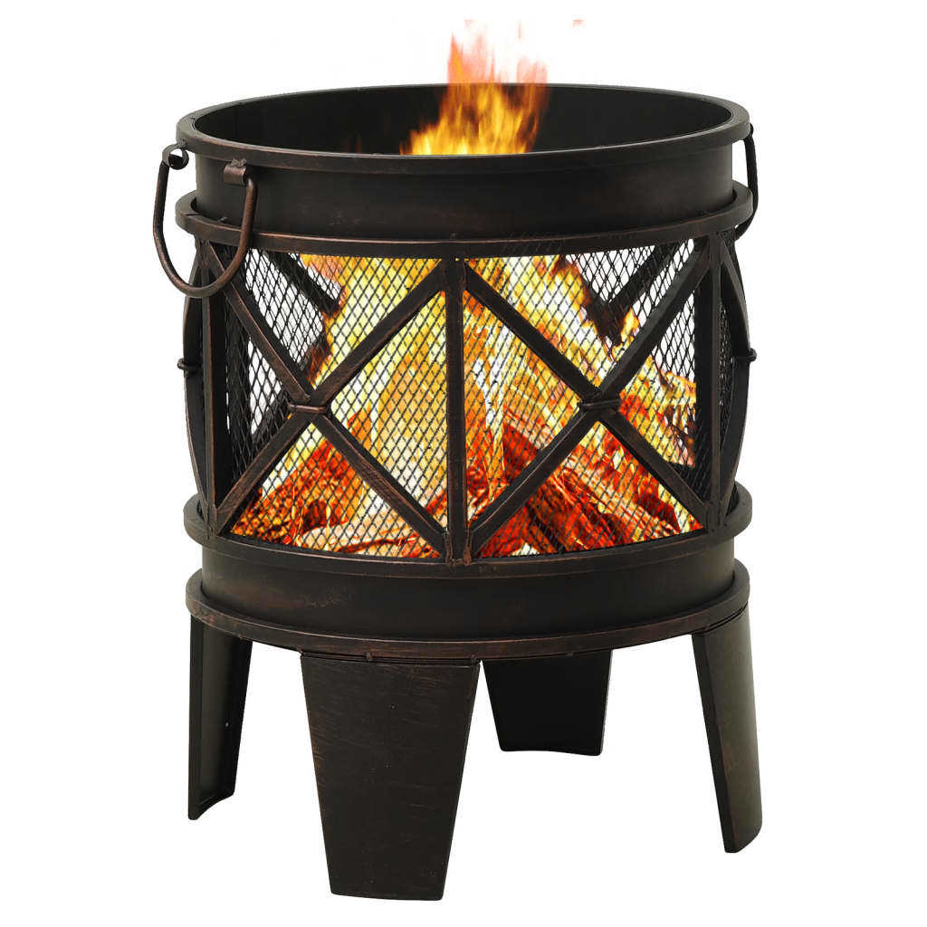 Rustic Fire Pit with Poker Φ16.5"21.3" Steell