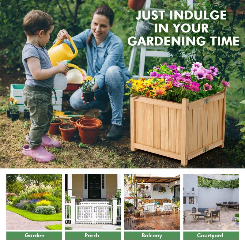 Backyard Wooden Planter Box Folding Raised Garden Plant Container