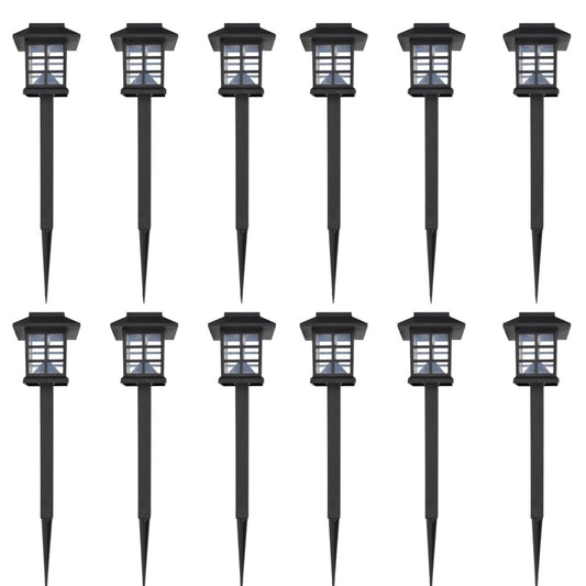 Outdoor Solar Lamp LED Light Set 12 pcs with Spike 3.4"x3.4"x15"