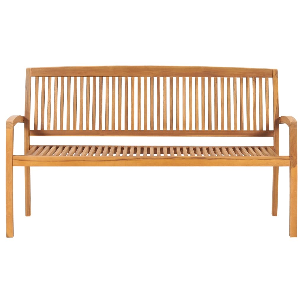 3-Seater Stacking Patio Bench 62.6" Solid Teak Wood