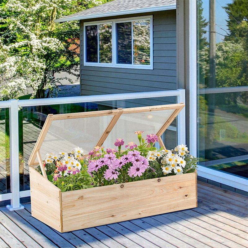 Patio Wooden Raised Plants Flower Planter Box