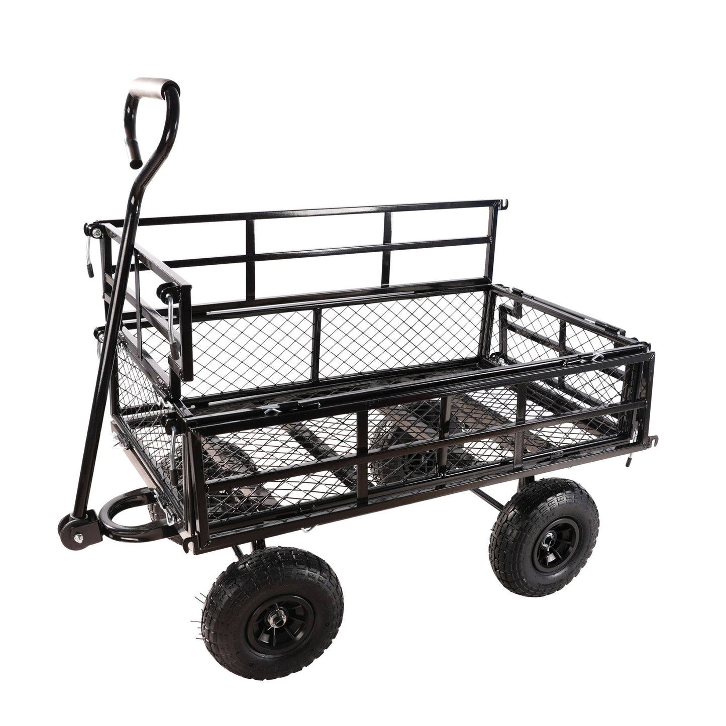 (Black double fence utility cart) Wagon Cart Garden cart trucks make it easier to transport firewood