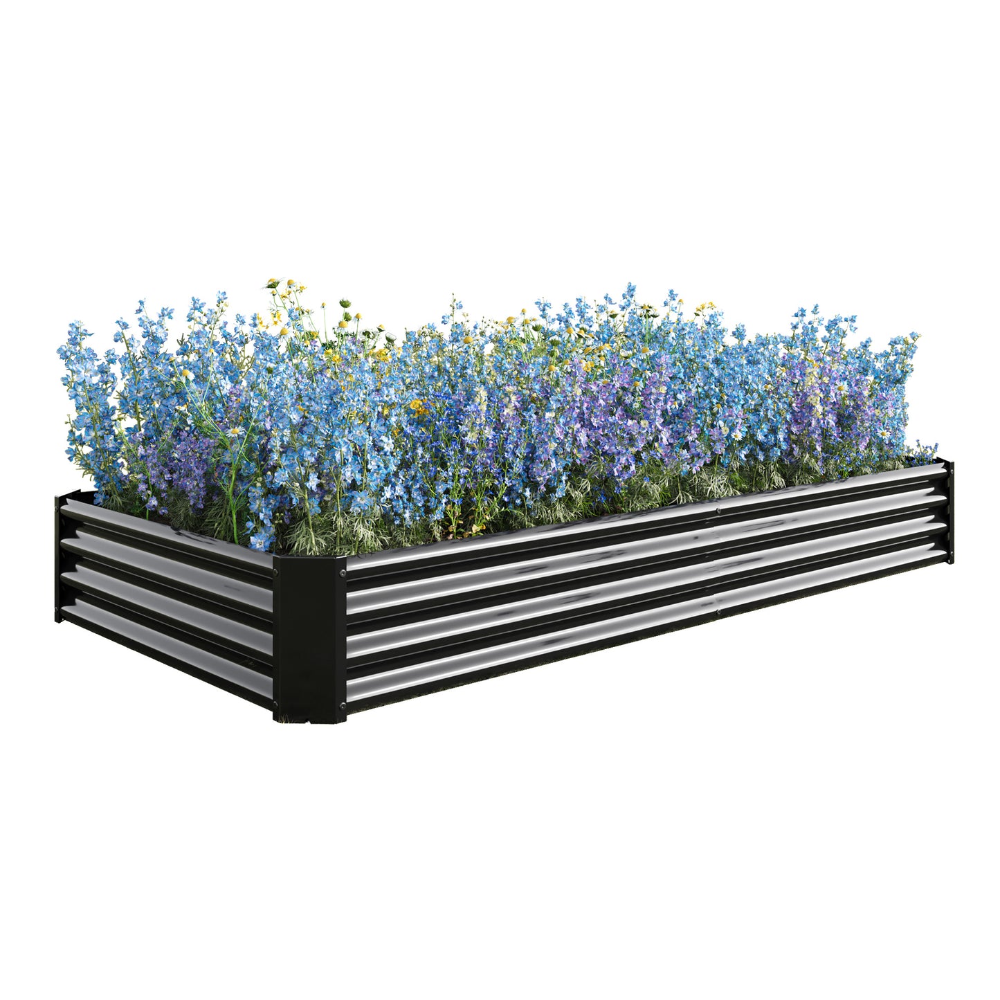 Raised Garden Bed Kit - Metal Raised Bed Garden7.6x3.7x0.98ft for Flower Planters, Vegetables Herb Black