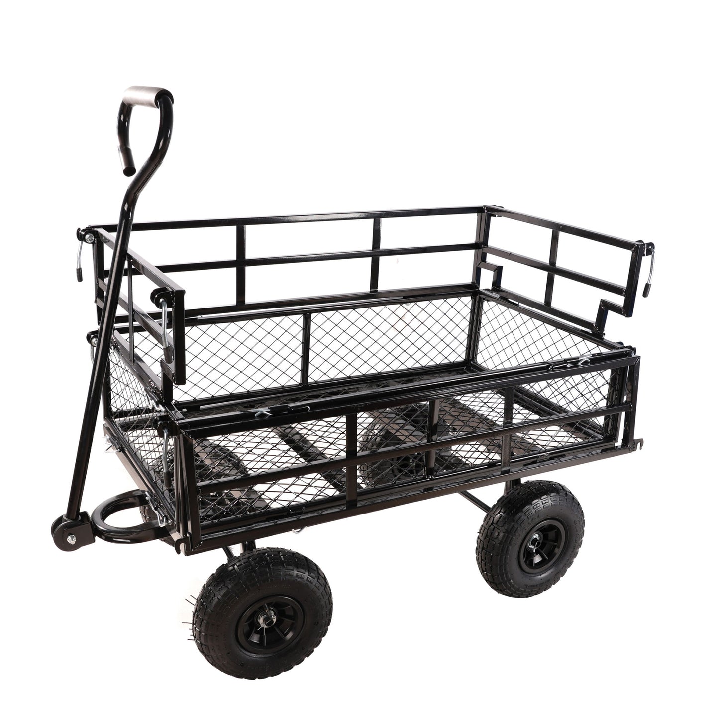 (Black double fence utility cart) Wagon Cart Garden cart trucks make it easier to transport firewood