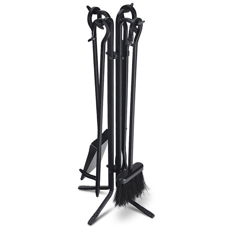 Wrought Iron Fireplace Tools with Decor Holder