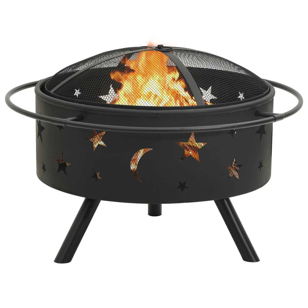 Fire Pit with Poker 29.9" XXL Steel