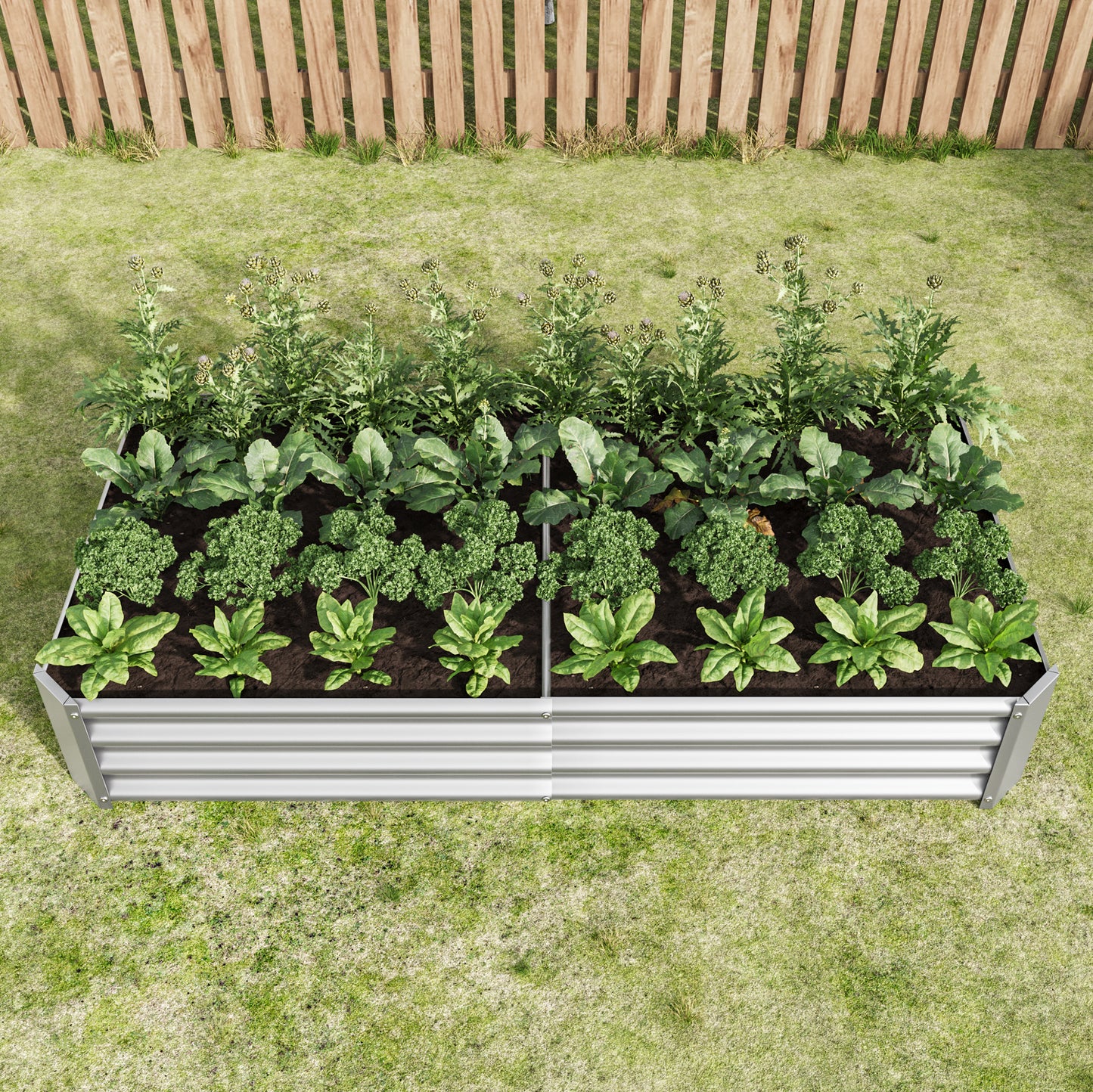 Raised Garden Bed Outdoor, 6×3×1ft , Metal Raised Rectangle Planter Beds for Plants, Vegetables, and Flowers - Silver