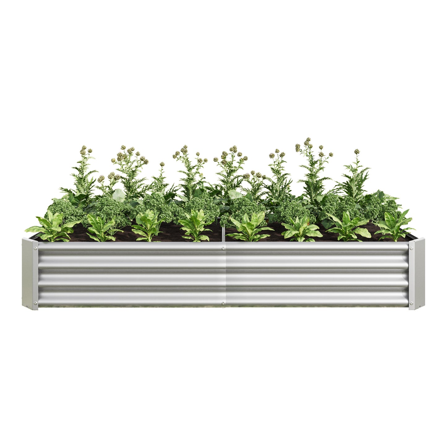 Raised Garden Bed Outdoor, 6×3×1ft , Metal Raised Rectangle Planter Beds for Plants, Vegetables, and Flowers - Silver