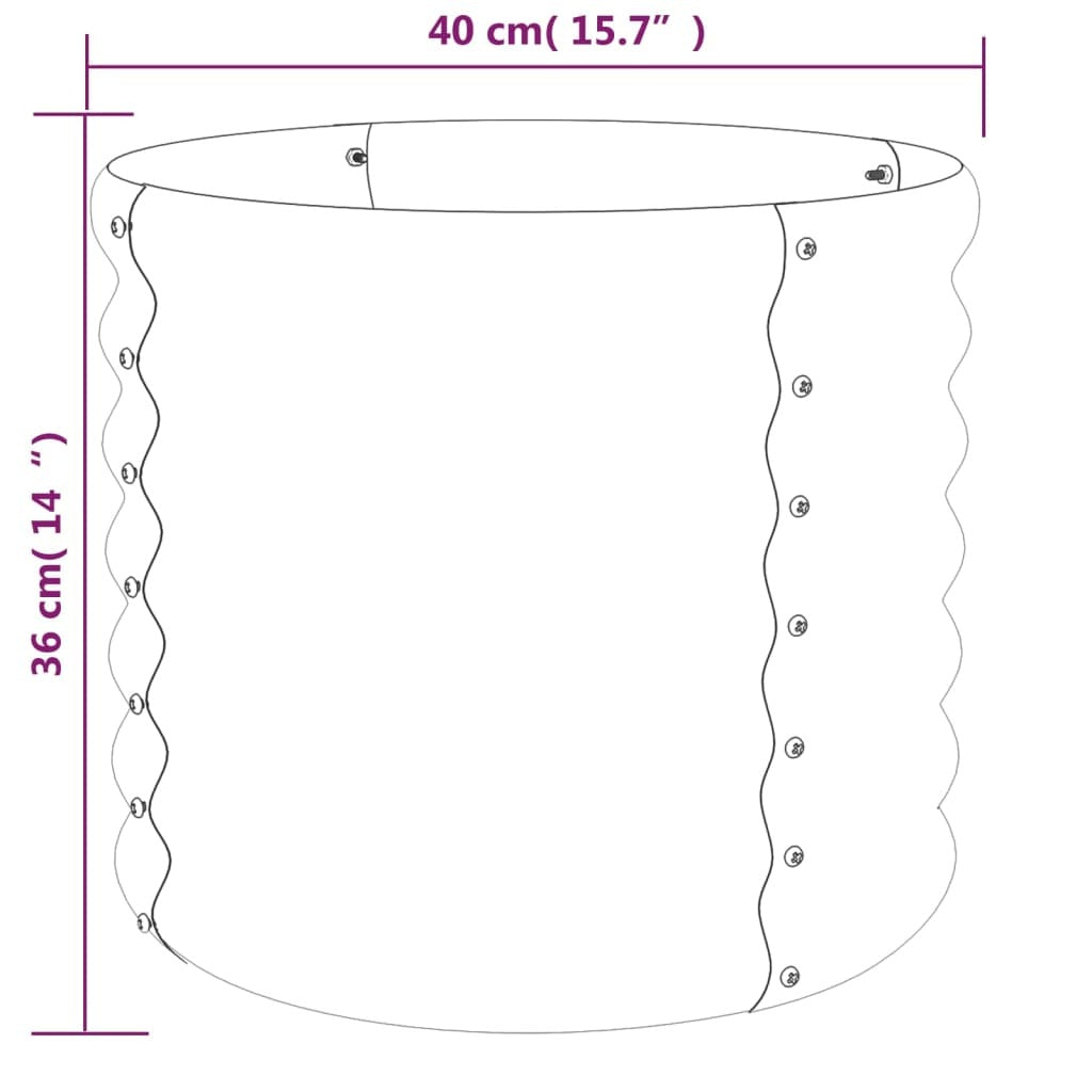 Garden Planter Powder-coated Steel 15.7"x15.7"x14.2" Gray