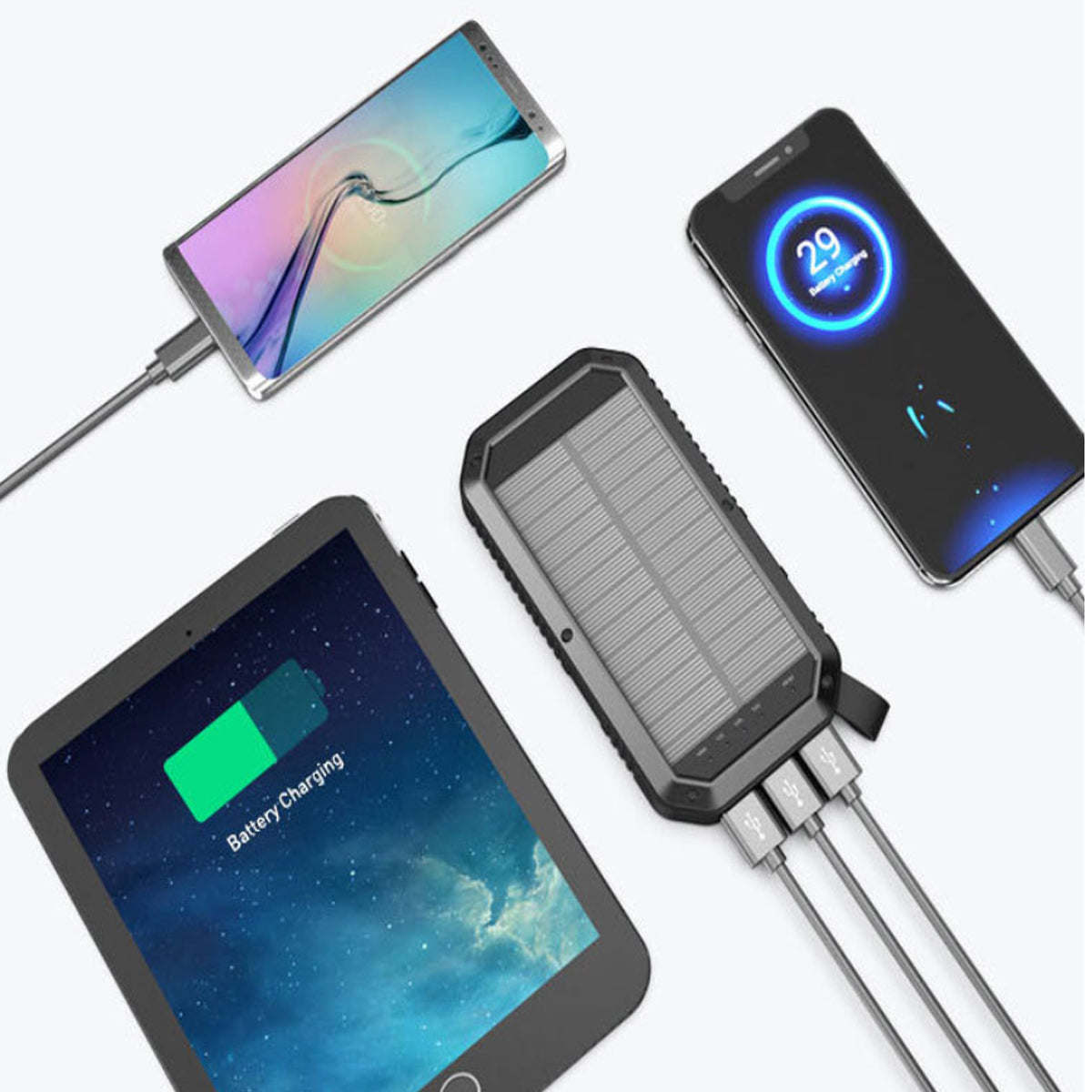 Sun Chaser Mini Solar Powered Wireless Phone Charger 10; 000 mAh With LED Flood Light