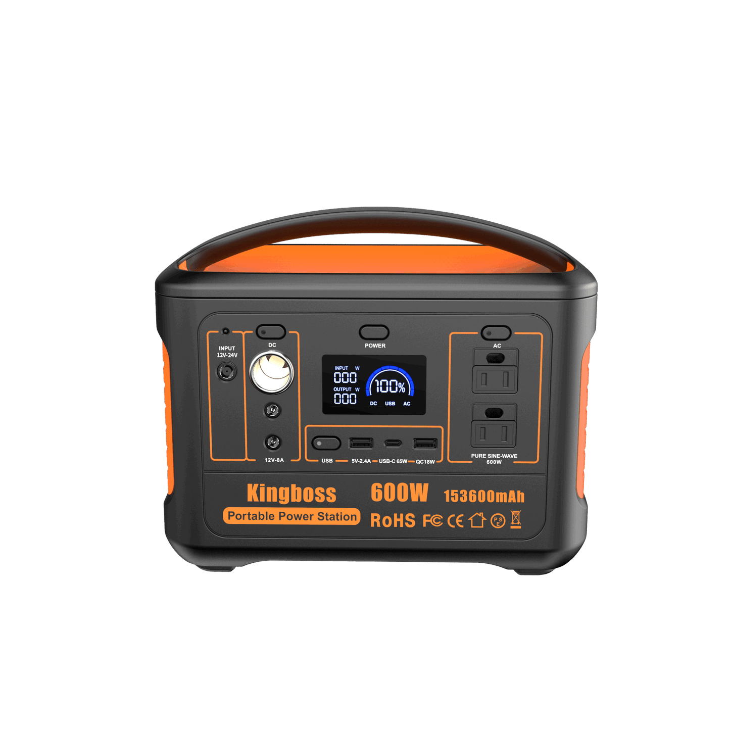 Portable Power Station 110V/600W 568Wh Lithium Battery Pure Sine Wave AC Outlet DC USB Solar Generator Supply for Emergency Outdoor Travel Camping Fishing Hunting CPAP