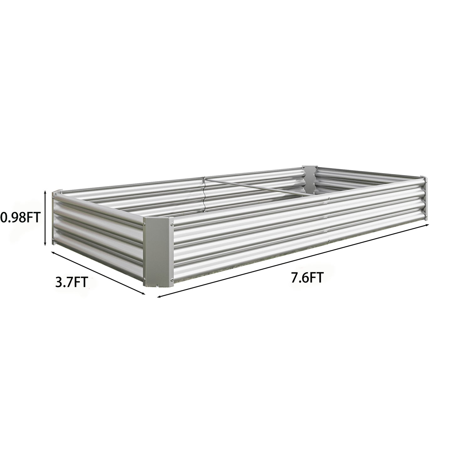 Raised Garden Bed Kit - Metal Raised Bed Garden 7.6x3.7x0.98ft for Flower Planters, Vegetables Herb Silver