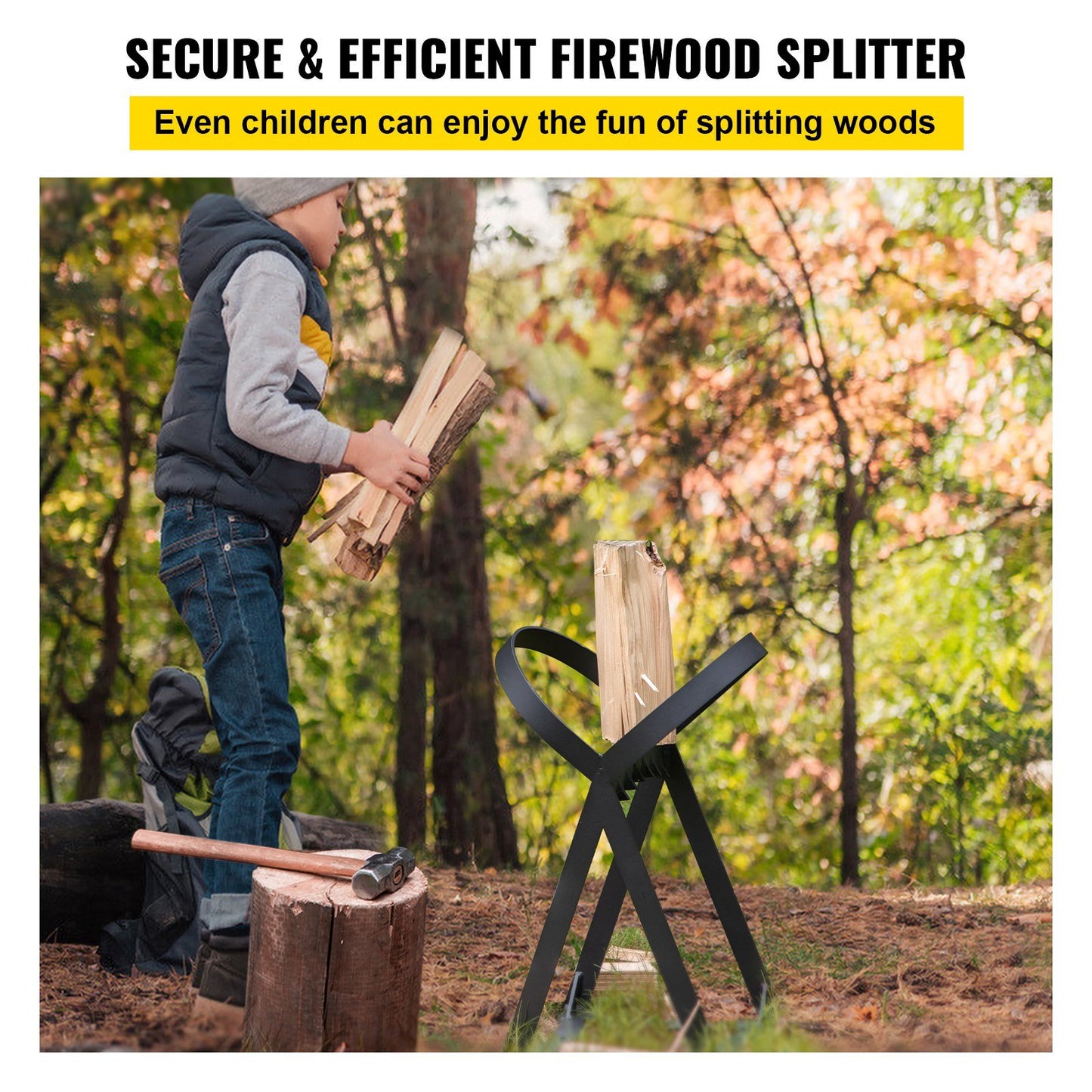 Log Splitter 20.3" x 13.2", Wood Splitter for 8" Diameter Wood, Firewood Splitter 8.6 Lbs, Easy to Carry, Manual Log Splitter Made of Q235 Steel, with 4 Screws & Blade Cover, for Home, Campsite