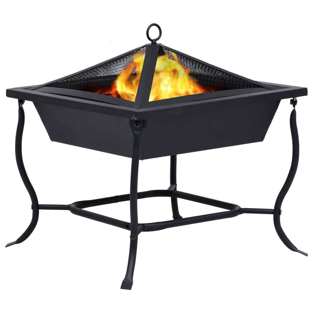 Fire Pit Black 16.5"x16.5"x17.7" Steel