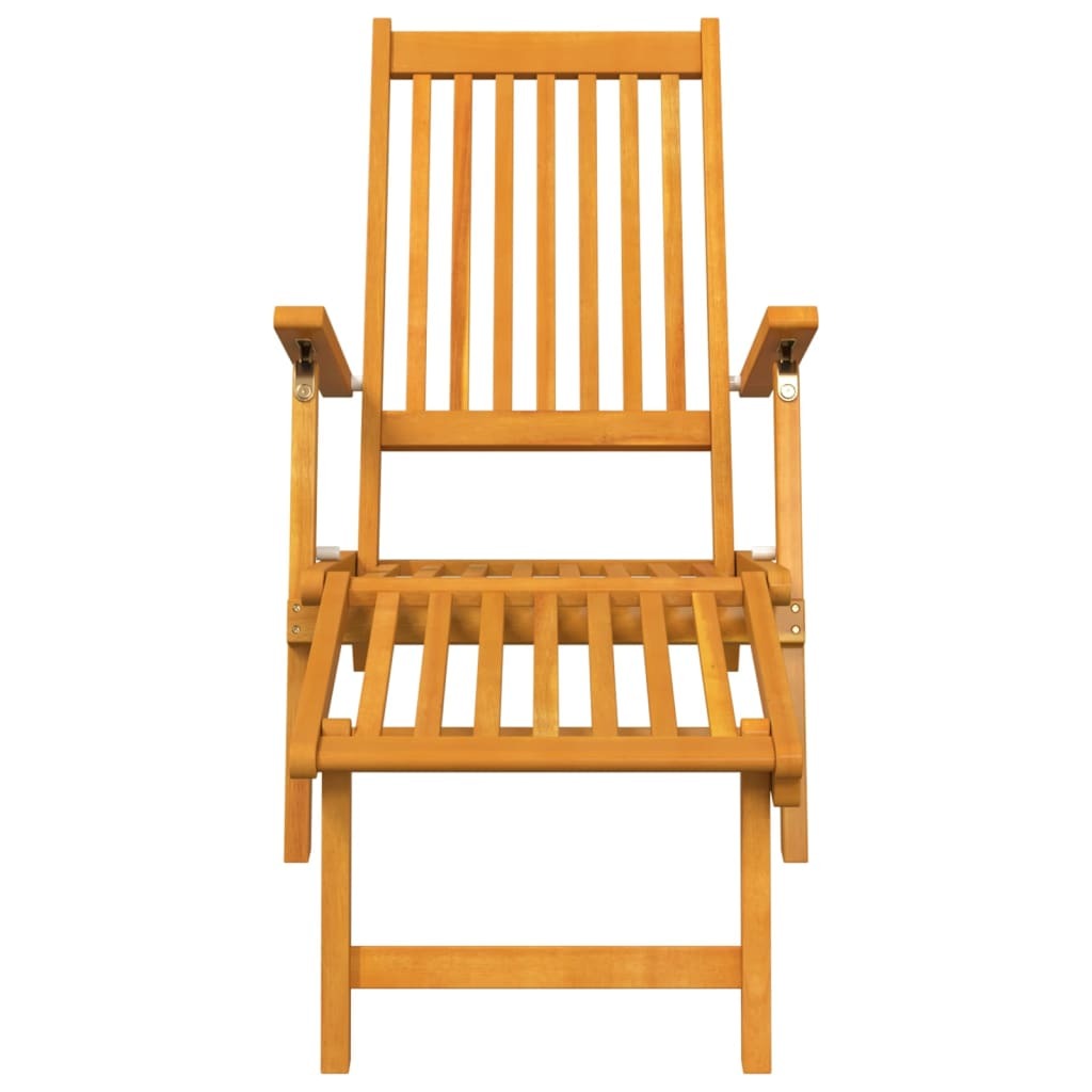 Patio Deck Chair with Footrest and Table Solid Wood Acacia