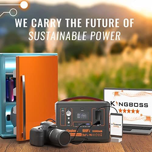 Solar Generator Portable Power Station 600W (Peak 1200W) Kingboss;  153600mAh 568WH;  Lithium Battery 110V/600W;  AC Outlet;  2*DC Carport;  2*USB-C;  QC USB 3.0;  Camping Power bank;  Outdoor Indoor