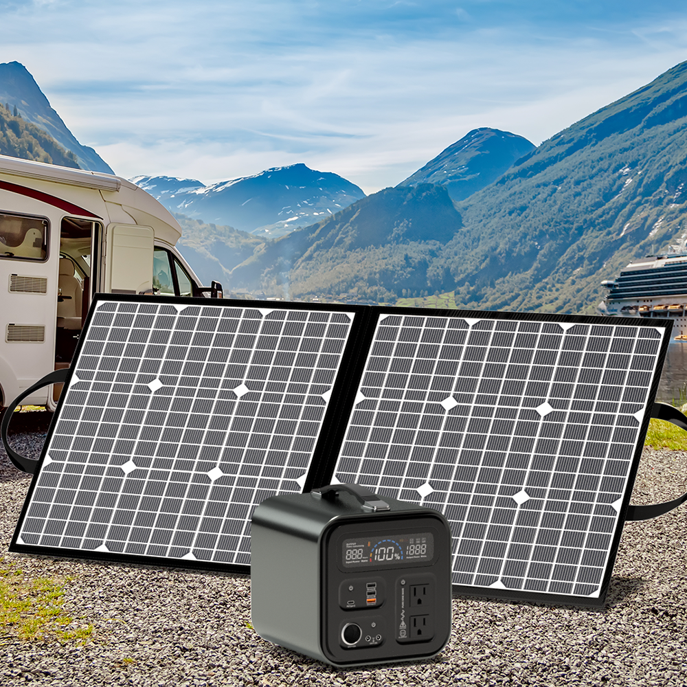 GOFORT Portable Power Station;  550Wh Solar Generator With 600W (Peak 1200W) 110V AC Outlets;  120W 12V DC;  QC3.0&TypeC;  SOS Flashlight;  Backup Power Lithium Battery Pack