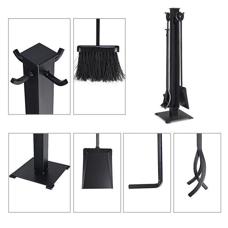 Wrought Iron Fireplace Tools with Decor Holder